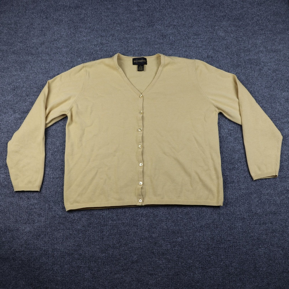 Requirements Cardigan Sweater Womens XL Beige‎ V Neck Button Front Knit Acrylic